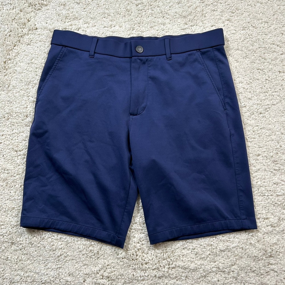 Greyson Sequoia Shorts 32 Performance Knit Hybrid Navy Blue Golf 9" Inseam